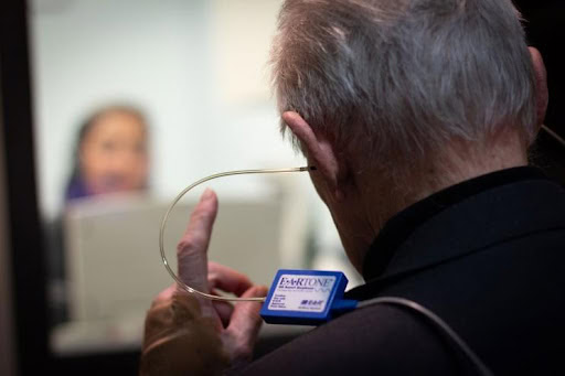 Man having a hearing test